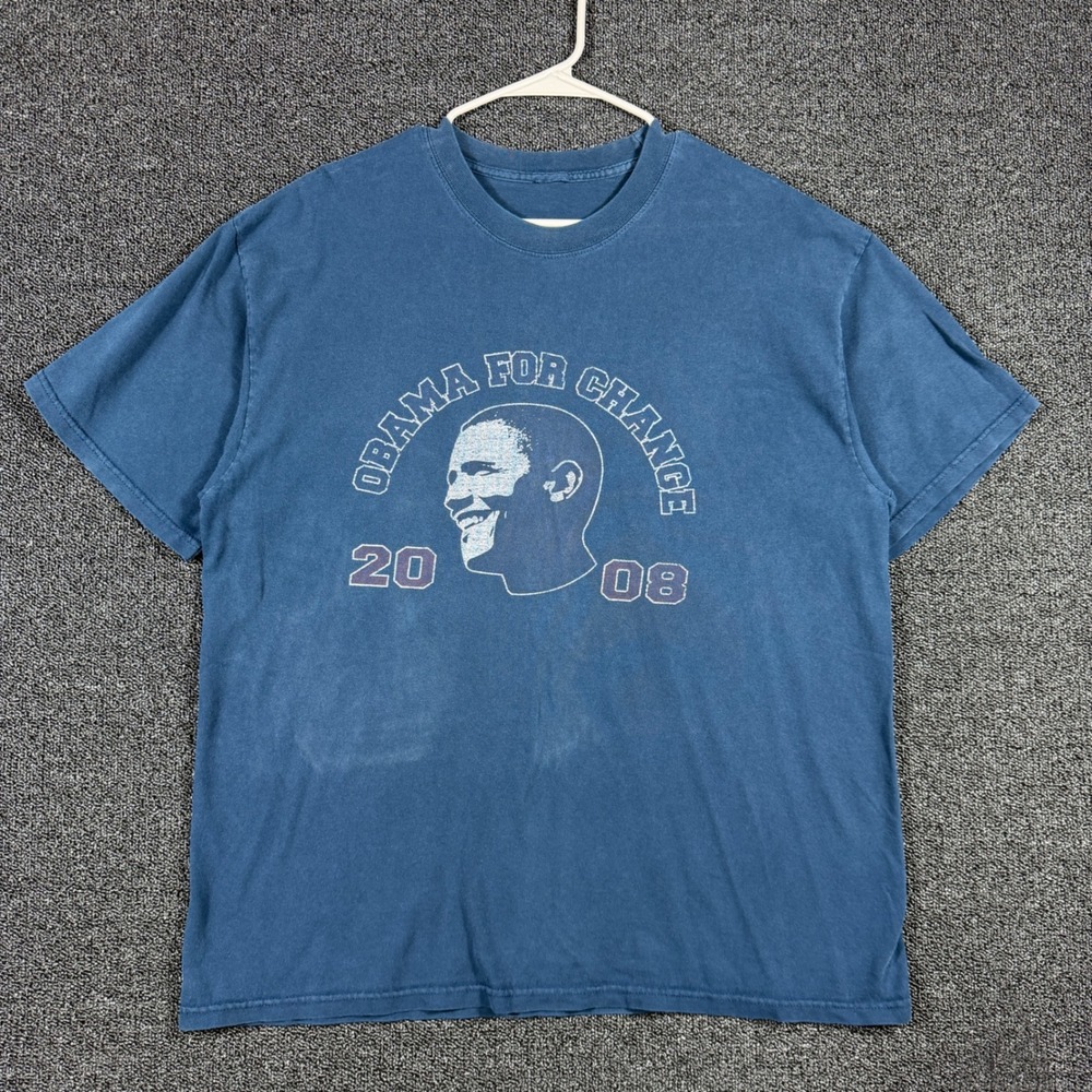 Vintage Obama For Change 2008 Political Campaign T-Shirt Blue Mens XL Barack Y2K